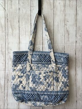 Authentic Vintage Vera Bradley Blue Toile Medium Button Tote Bag 2001 Y2K